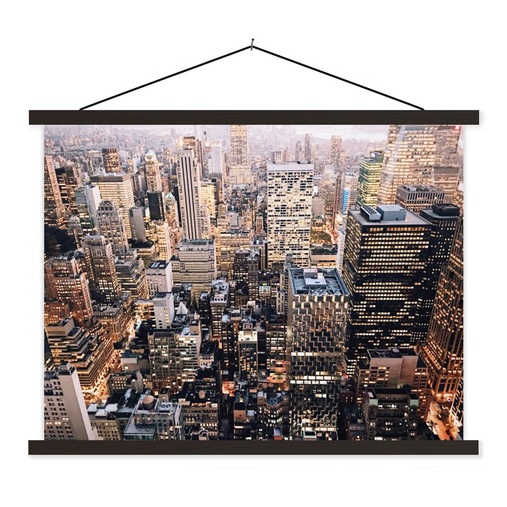 MuchoWow Textilposter New York - NYC - Amerika 60x45 cm mit schwarzem Rahmen - Poster Schlafzimmer