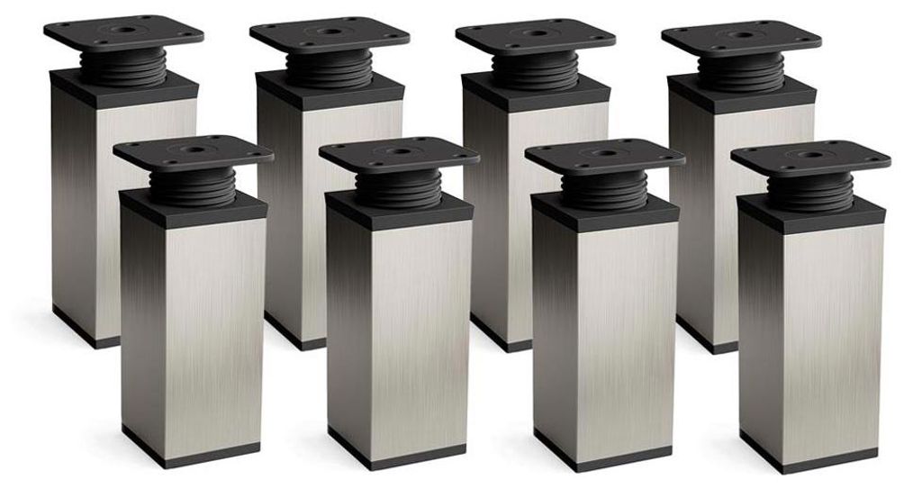 8er Set sossai moderne Möbelfüße in Inox 100mm Produktbild 