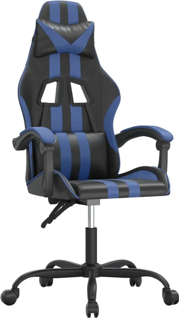 vidaXL Sedia da gioco girevole in ecopelle nera e blu