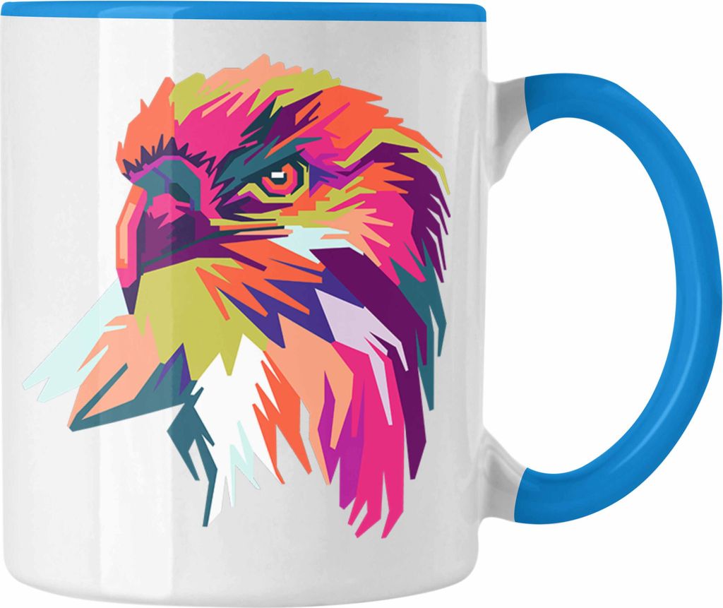 Trendation - Adler Polygon Tasse Geschenk Adler-Fans Kaffeetasse (Blau)