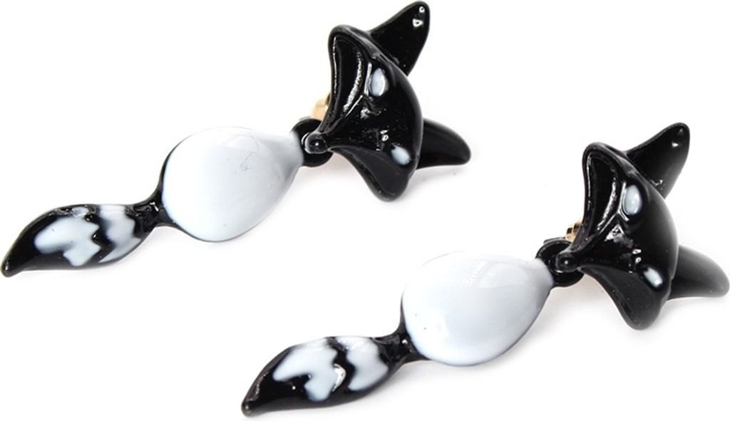 3D Fuchs Fox Ohrstecker Ohrringe Schwarz