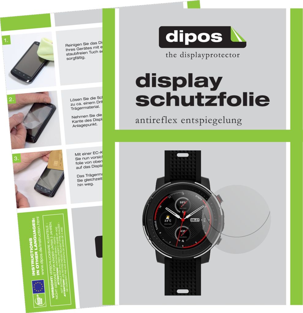5x Schutzfolie für Huami Amazfit Stratos 3 matt Displayschutzfolie Folie Display Schutz dipos