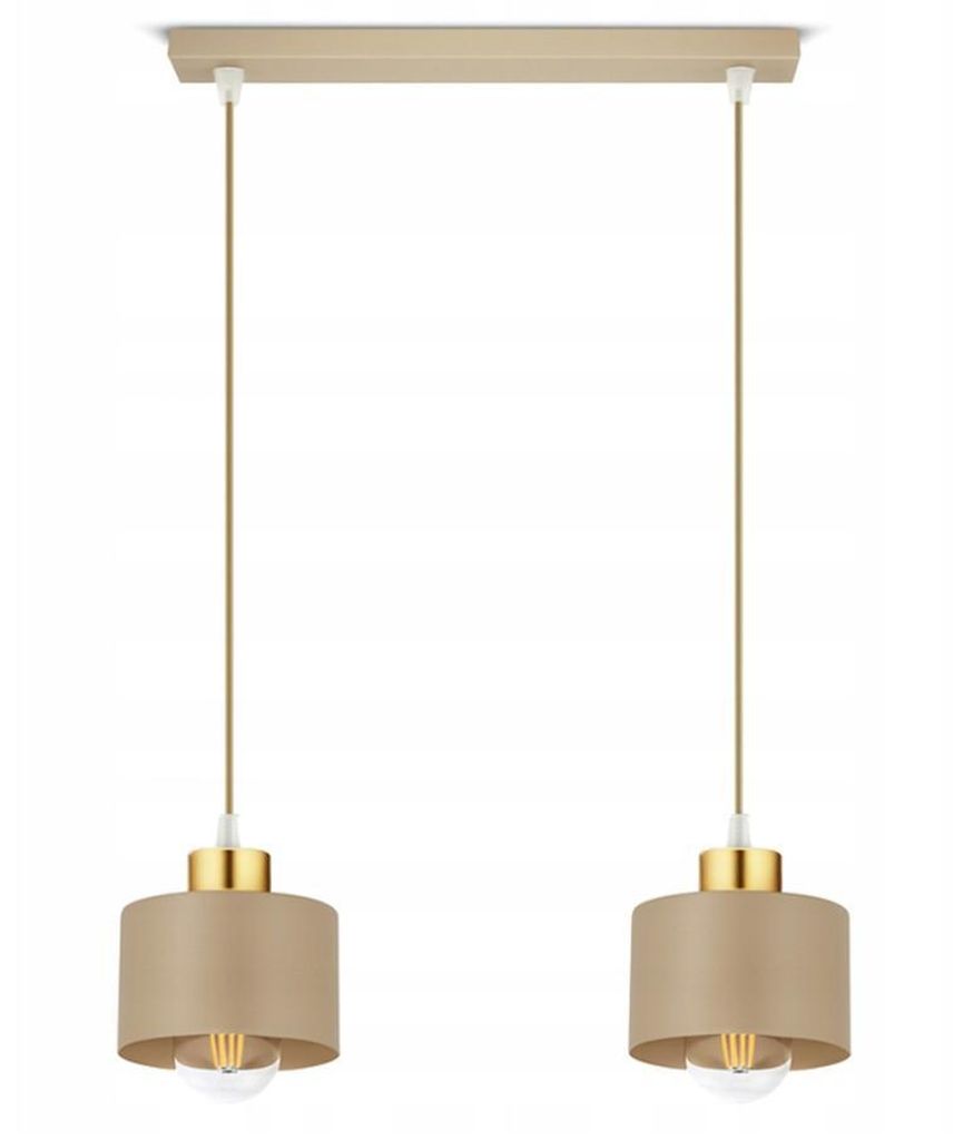 LUXOLAR - LED Pendelleuchte 2-flammig Beige E27 60W - Hängelampe Schlafzimmer, Küche über Esstisch Wohnzimmer modern