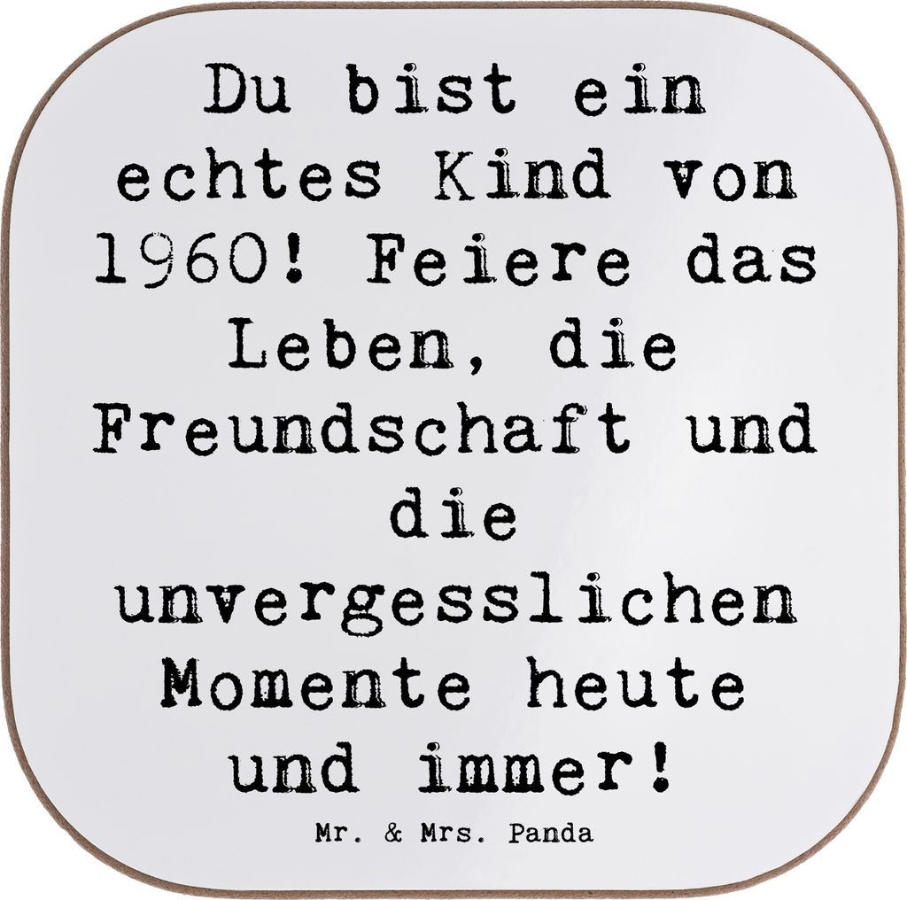 Mr. & Mrs. Panda Untersetzer für Gläser Spruch 1960 Geburtstag Kind - Weiß - Geschenk, Happy Birthday, Tassen, Rückblick, Tassenuntersetzer, Ti...