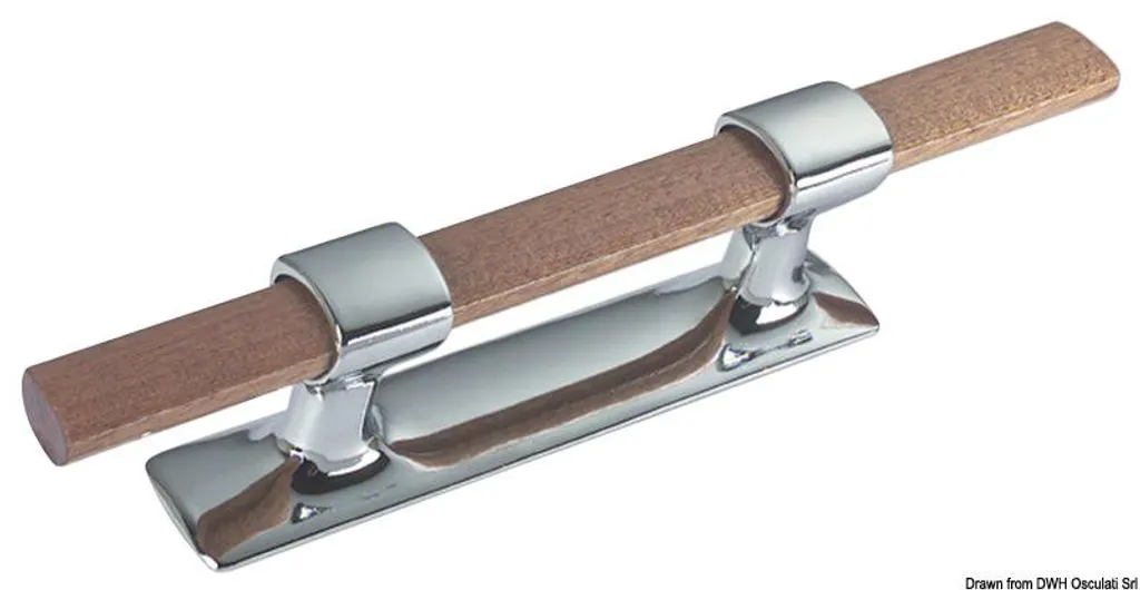 Taquet anti-corrosion en laiton chromé et bois d'acajou 260 mm
