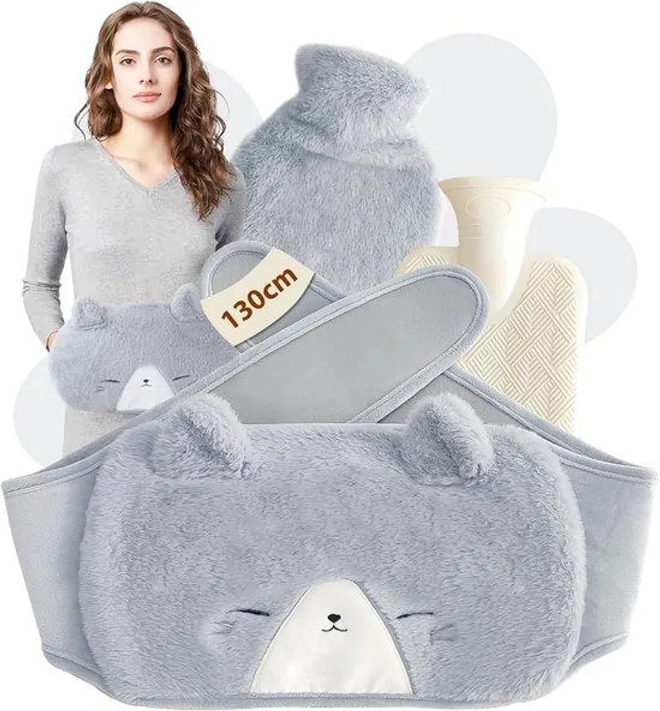 Cache-cou chauffant et bouillotte dos grande taille 1 litre pour femme