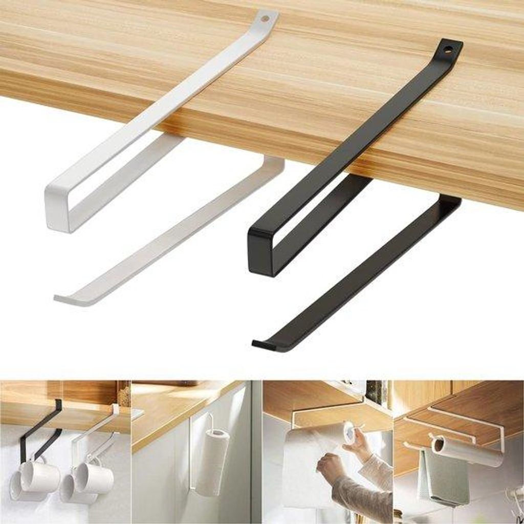 Zwei selbstklebende Küchenrolhalter für Wandmontage, aus Papier, für Küche und Badezimmer.