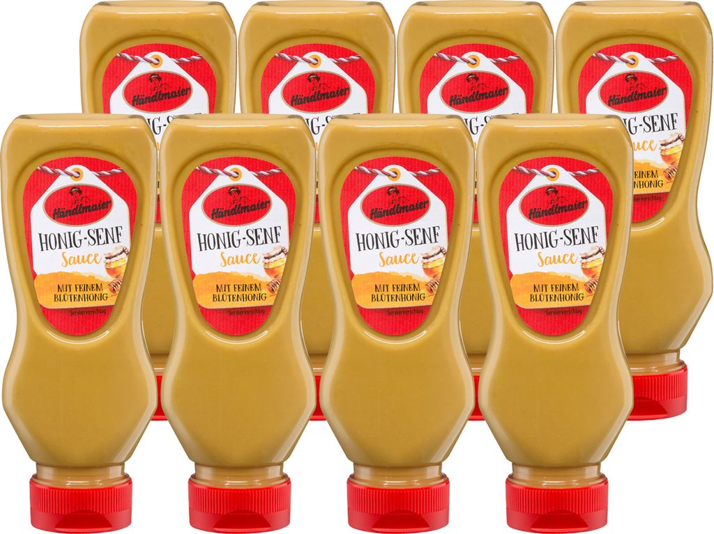 Händlmaiers Feinkost Sauce Honig Senf in Squeezeflasche 225ml 8er Pack