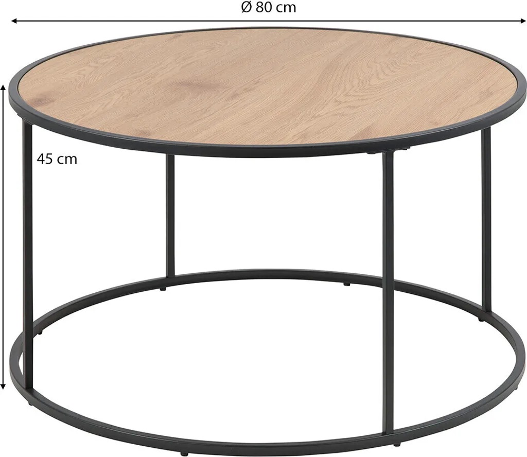 Table Basse Ronde Chelsea Noir et Bois de Chêne Smuk pour Salon Chic