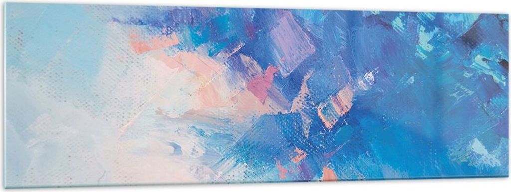 Bilder auf glas - Einteilig - Abstraktion blau gemalt - 160x50cm - Glasbilder - Wandbilder - Bilder - zum Aufhängen bereit - Wanddekoration aus Gl...