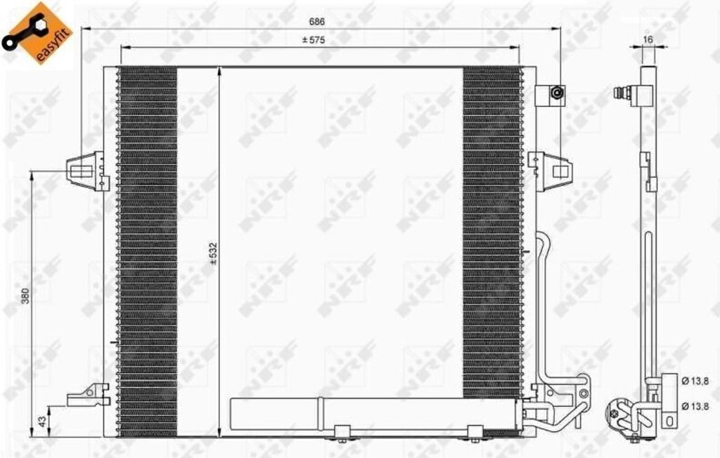 NRF 35618 - OE 2515000054 Klimakondensator mit Trockner für GL-Klasse (X164), M-Klasse (W164), R-Klasse (W251)