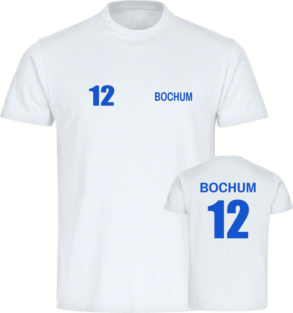 multifanshop Herren T-Shirt - Bochum - Trikot Nummer 12, weiß, Größe 3XL