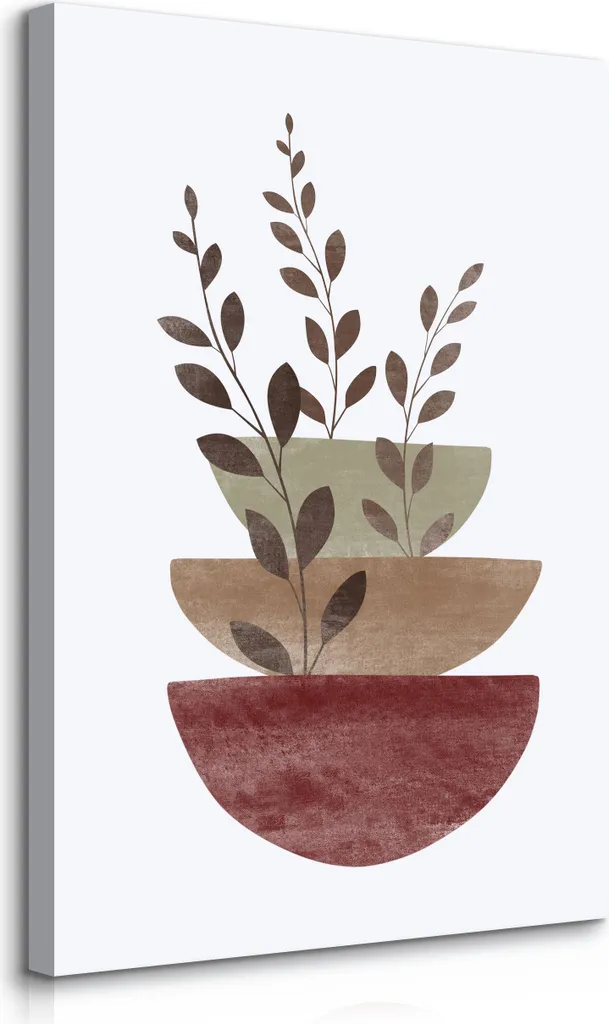 Quadro su Tela Foglie Boho 70x100 cm | Muralo Acquerello Astratto