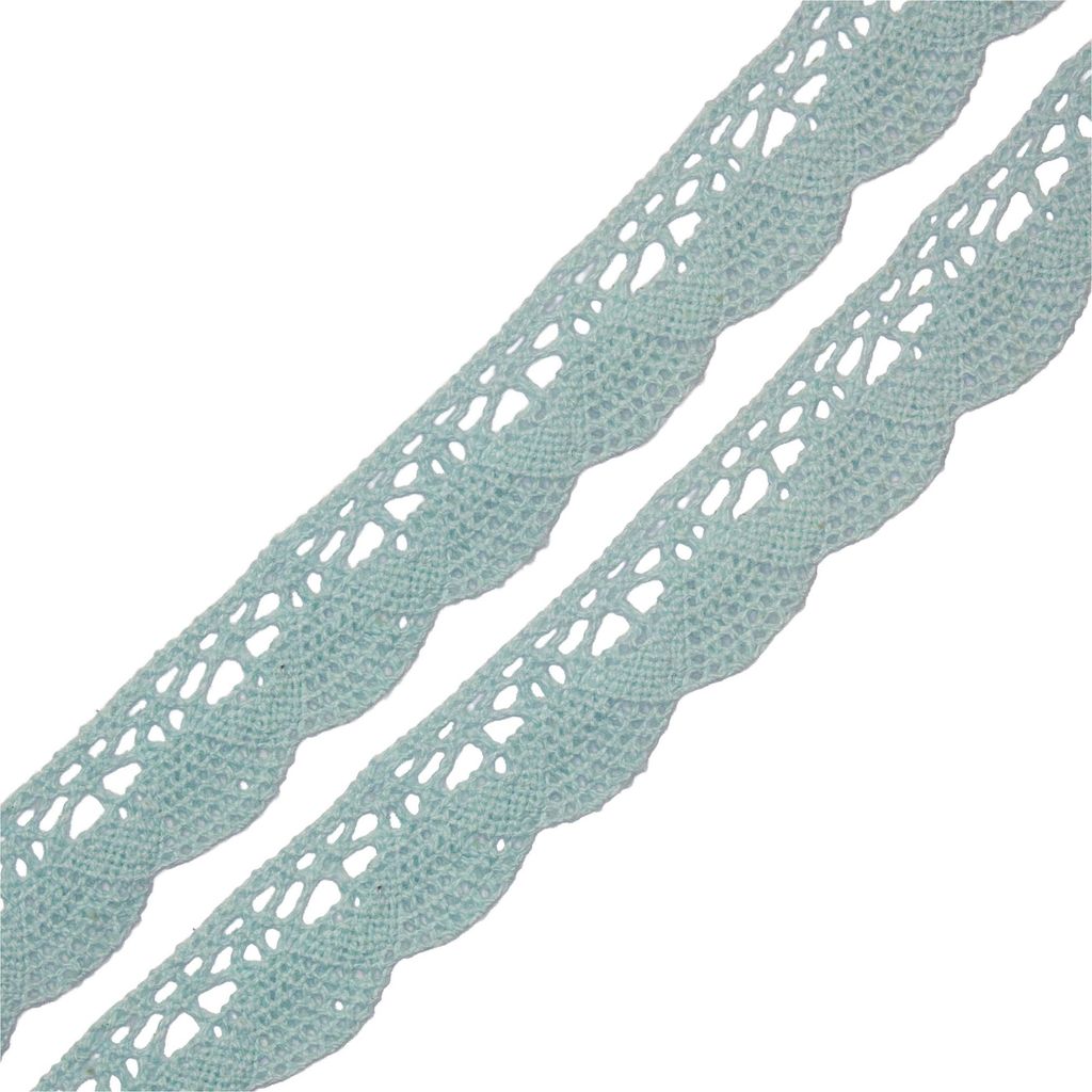 Klöppelspitze Baumwolle ab 1m x 19mm Spitzenband für Hochzeit Deko Nähen Oeko-Tex DIY Farbwahl hellblau