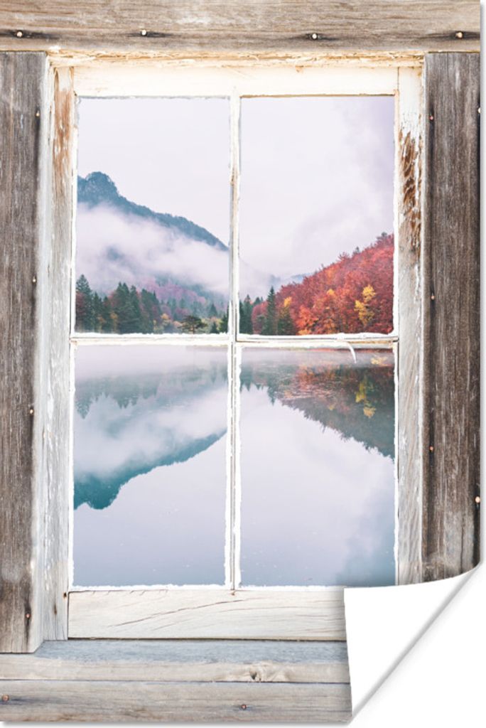 MuchoWow Poster Aussicht - Herbst - Wasser 120x180 cm - Kunstposter