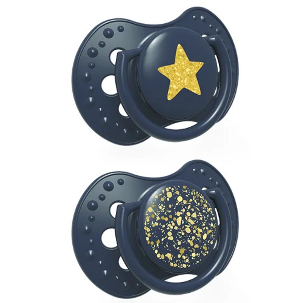 LOVI Schnuller Silikon dynamisch Stardust Blue 0-3 m 2 St. Produktbild 
