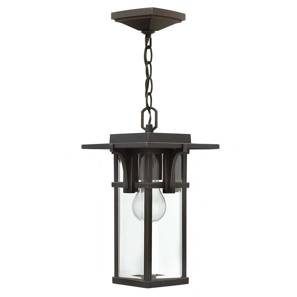 Suspension extérieure Manhattan Noire en Métal et Verre Clair 1xE27