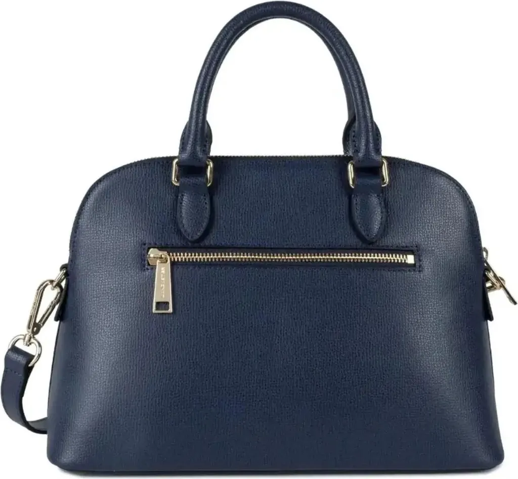 Sac Porté Épaule Lancaster Sierra M Bleu Foncé avec Cuir Texturé