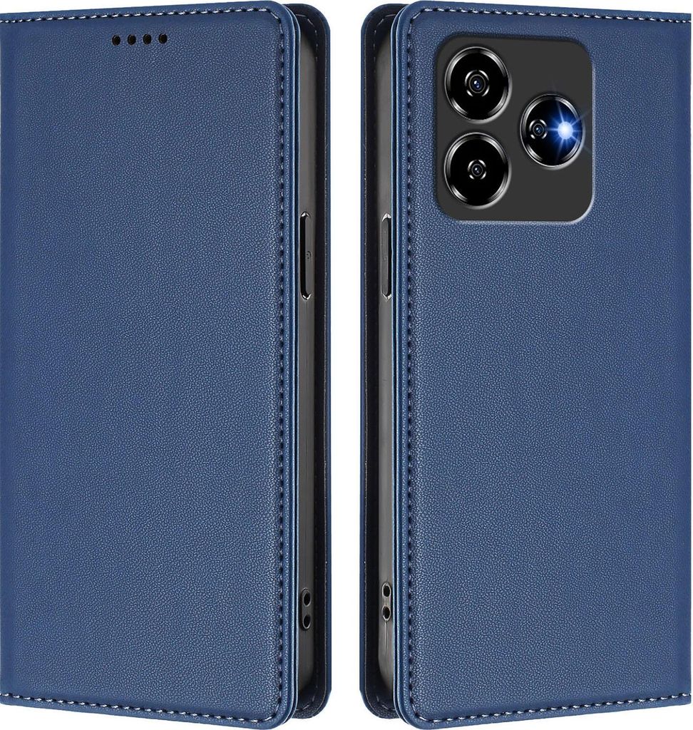 Handyhülle für ZTE Axon 60/Blade V60/nubia V60, Kunstleder Klapphülle Stoßfeste Magnetische Hülle mit Ständer Dunkelblau