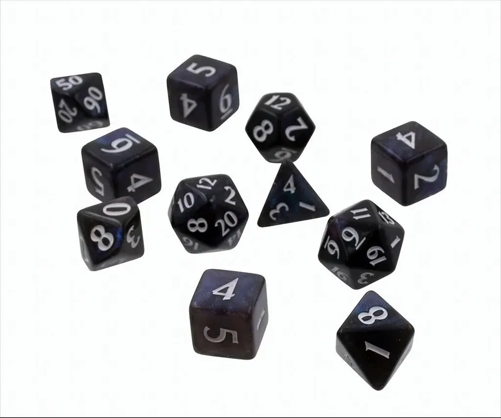 Set de 11 Dés Eclipse 11 Noir de jais - Polyédriques pour Jeux de Rôle