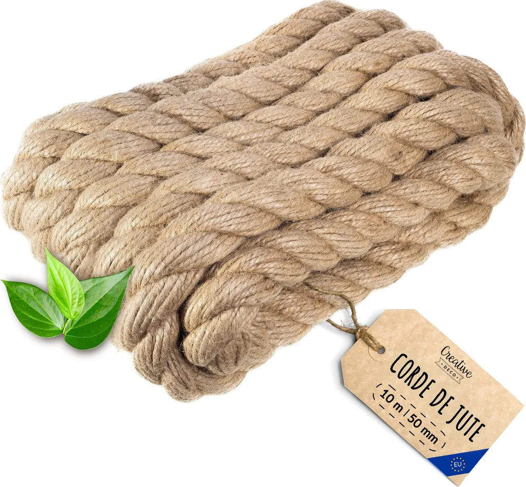 Corde de Jute 50mm Anti-Rupture 10m - Solution Solide Creative Deco