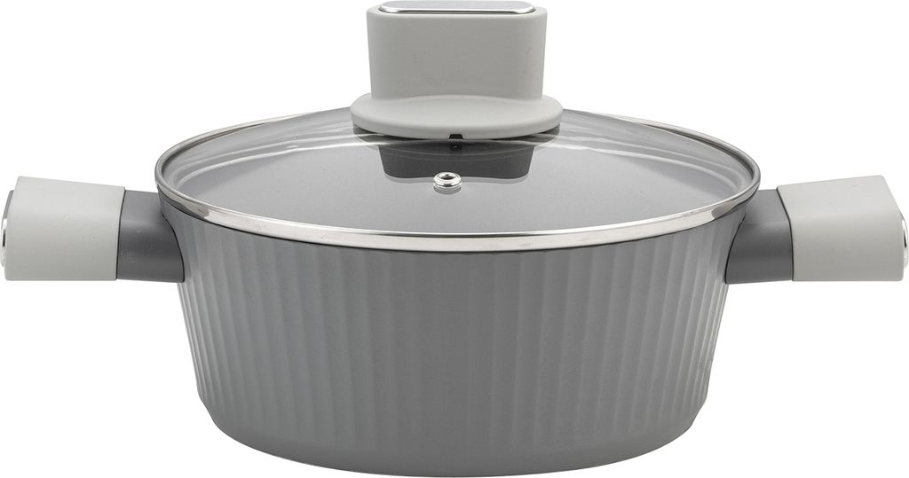 FLORINA Aluminiumtopf Serrano 2,1 l 20 cm I Töpfe mit Soft-Touch-Griffen I Leichter und langlebiger Topf I Antihaftbeschichtung I Geriffelte Struktur