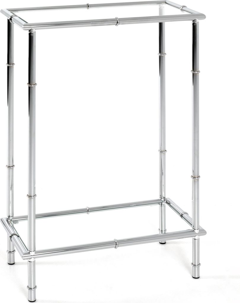 HAKU Konsole Nachtkonsole Beistelltisch chrom - Metall, Sicherheitsglas, B/H/T: 50x75x25 cm