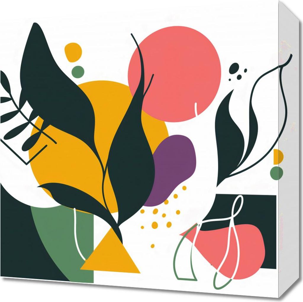 Bild 40x40cm Farbige Botanische Abstraktion