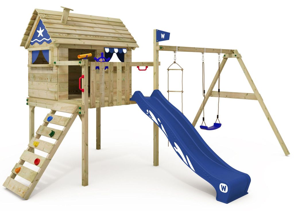 Stelzenhaus Wickey Smart Travel mit Schaukel und Spielhaus in Blau
