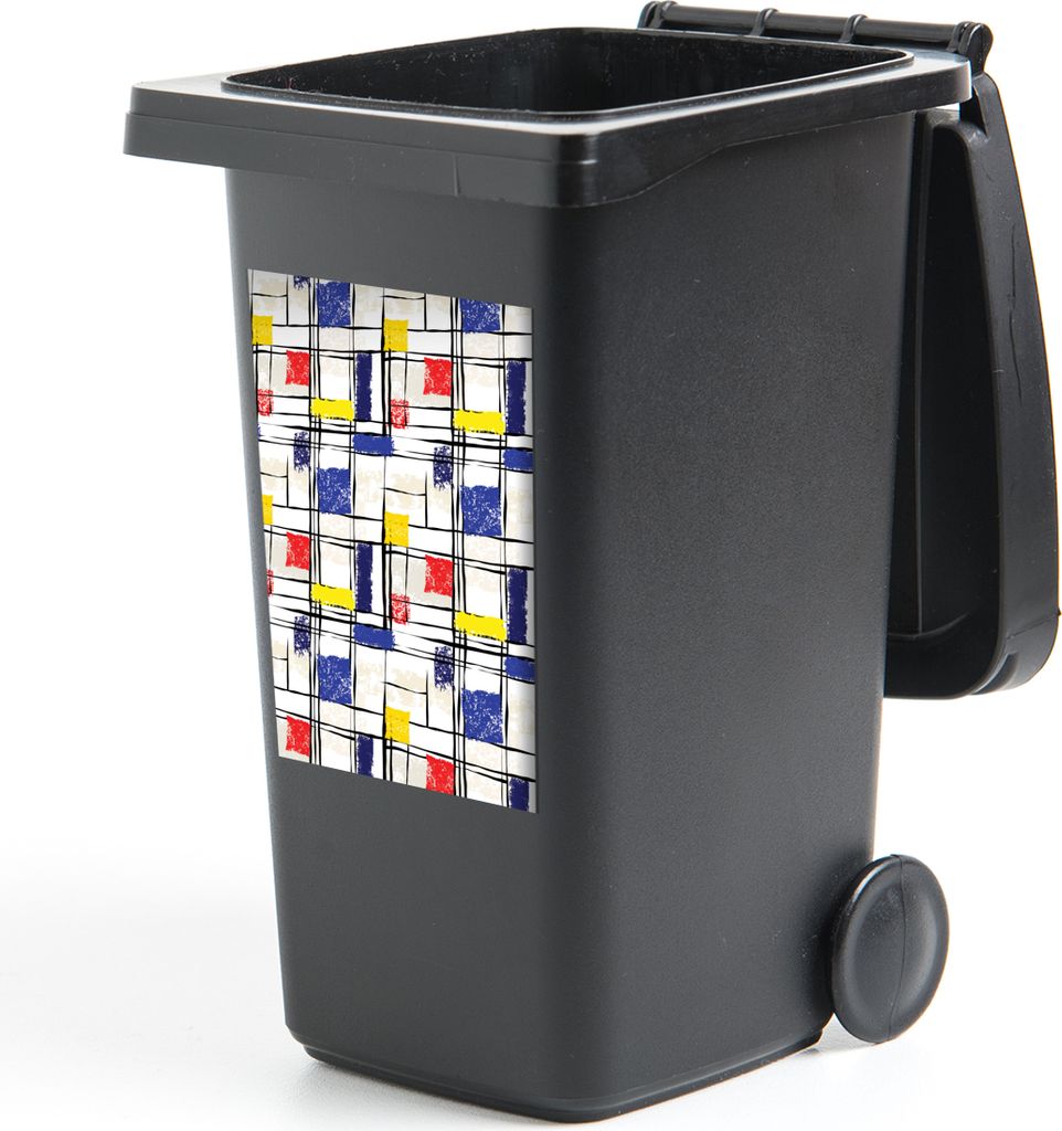 MuchoWow Mülltonnenaufkleber Mondrian - Gelb - Rot - Blau 40x60 cm - Mültonnen-sticker - Sticker - Aufkleber für die Mülltonne