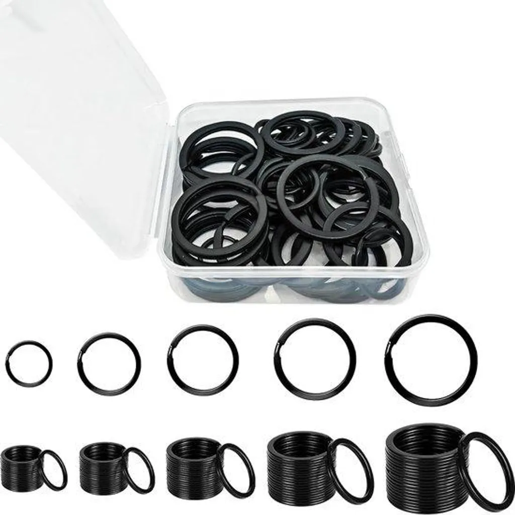 Bagues décoratives en métal noir - Lot de 50 pièces de 15 à 30 mm