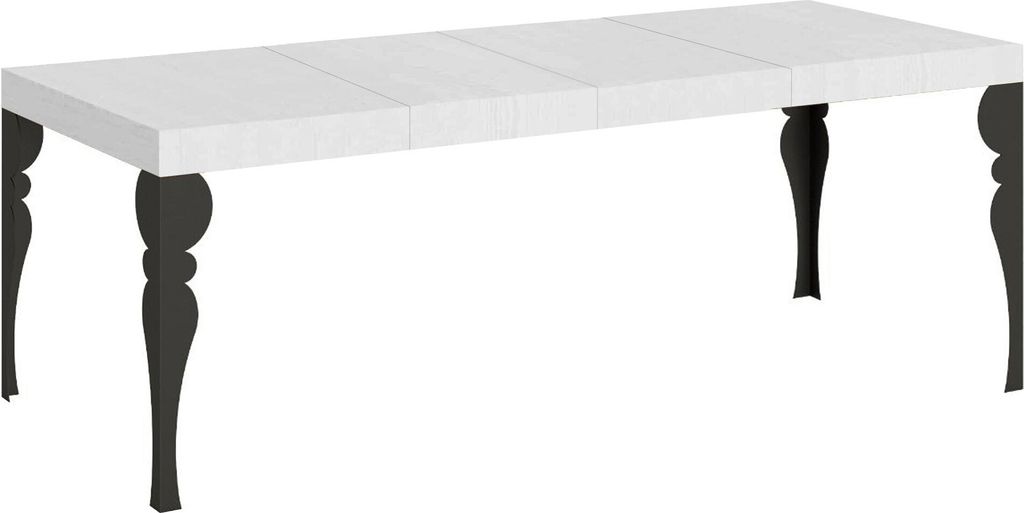 Paxon Premium Ausziehtisch 180/440x90 cm, Esche weiß, Beine anthrazit