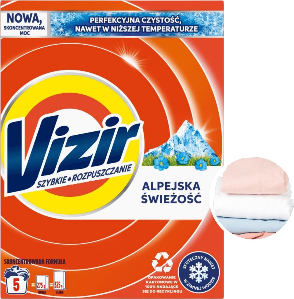 Proszek Vizir Alpine Fresh do białych i jasnych tkanin 275g Zdjęcie produktu 