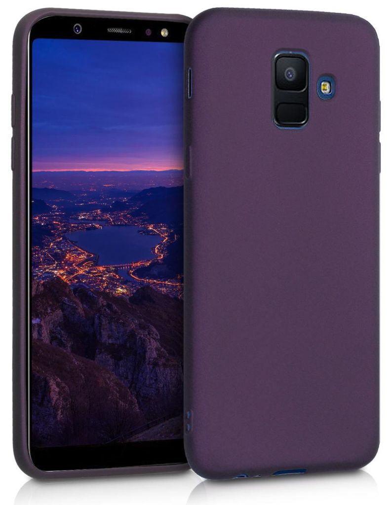 kwmobile Handyhülle für Samsung Galaxy A6 (2018) Hülle - Silikon Case metallisch schimmernd - Schutzhülle Cover - Metallic Brombeere