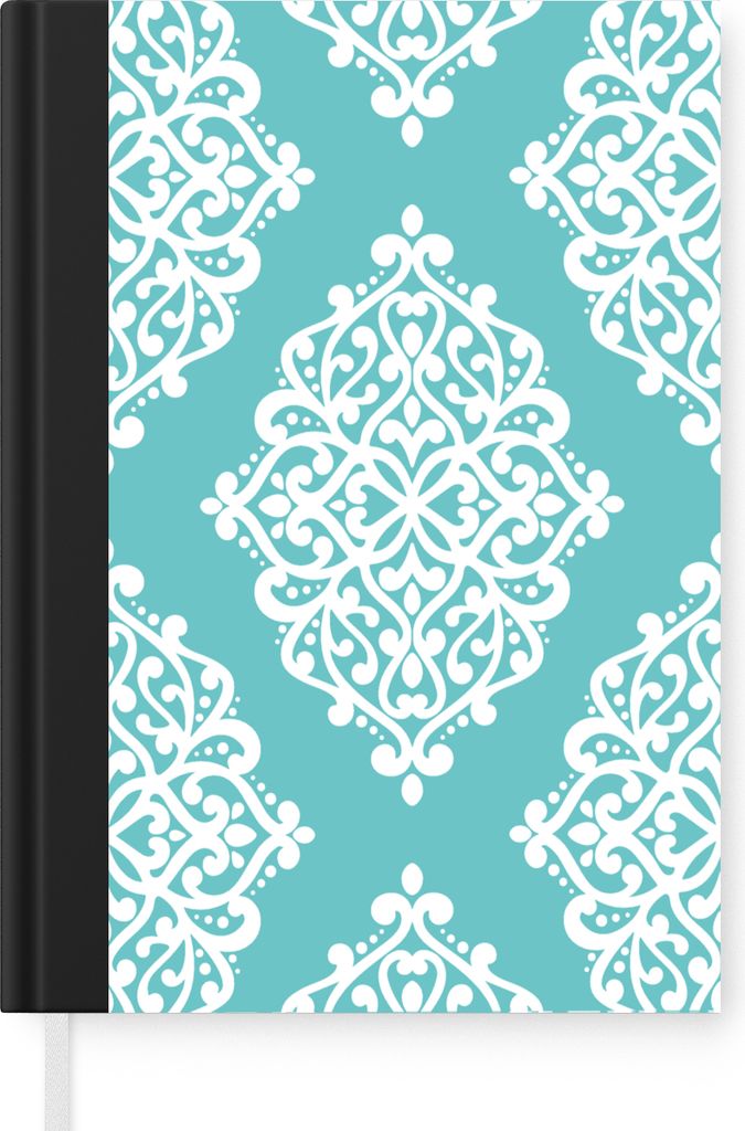 MuchoWow Notizbuch Tagebuch Haushaltsbuch Notebook A5 Blumen - Weiß - Blau - Vintage - Muster - Notizblock - Notizheft - Notebook - Schreibblock...