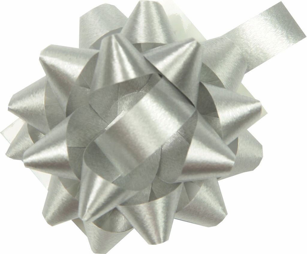 10 Geschenkschleifen Rosetten 4cm , Farbe:silber Produktbild 