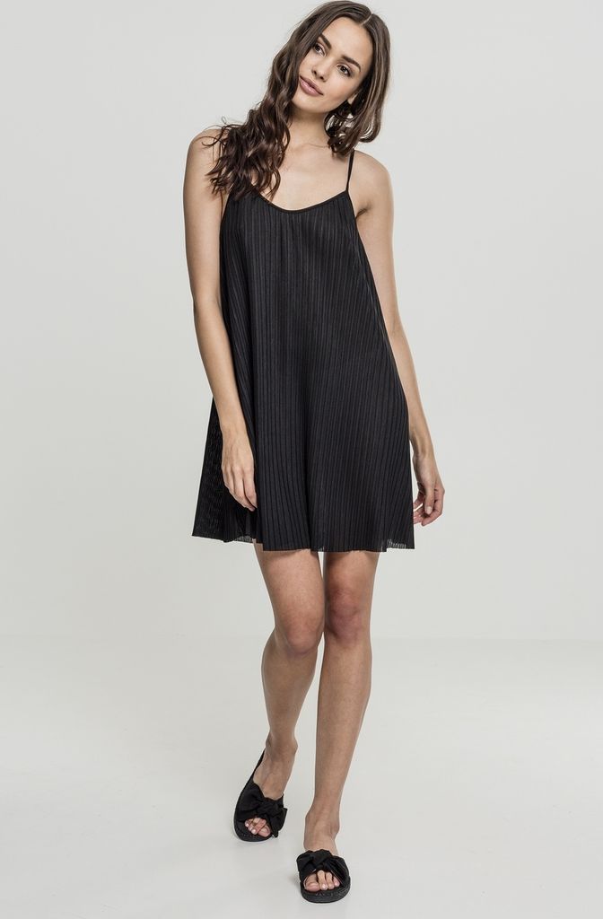 Urban Classics Kleid Ladies Jersey Pleated Slip Dress Black-L