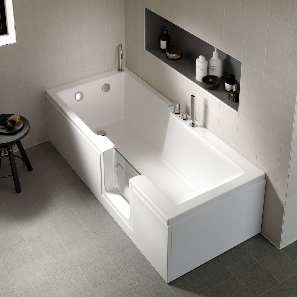 EVOLVE Badewanne mit Tür/Seniorenbadewanne 170x75cm Ausführung Rechts