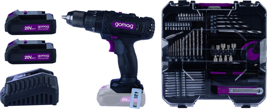 Gomag Akku-Schlagbohrschrauber-Set GO-CSK74/2 20 V Mobile Produktbild 