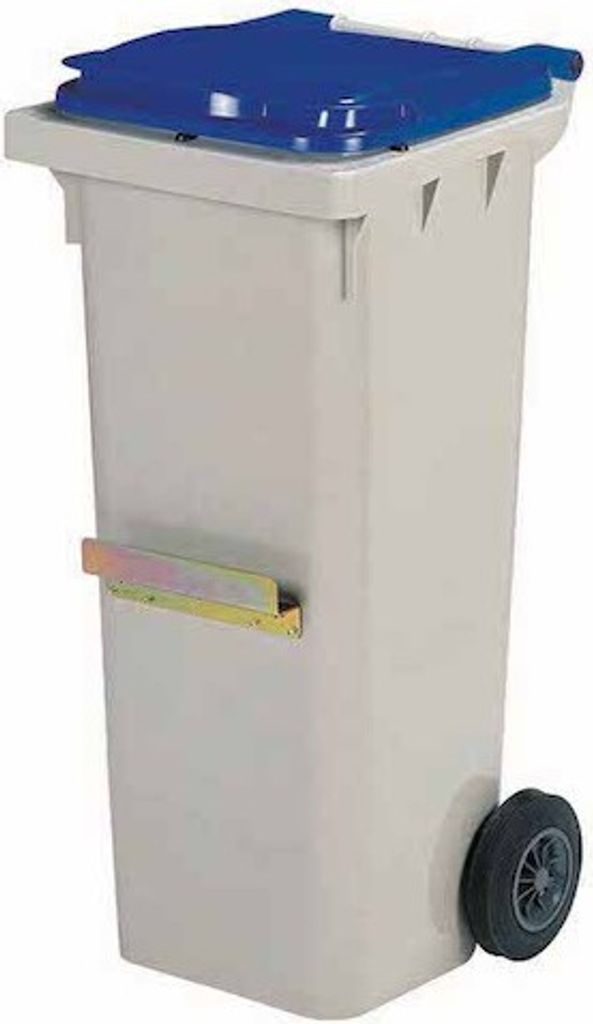 Mülltonne aus Kunststoff aus reinem Polyethylen mit hoher Dichte von Rossignol, Farbe:Grau/Blau, Fassungsvermögen:240L