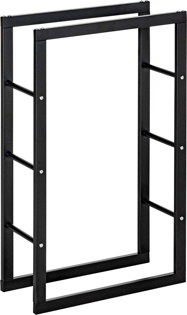 Fortuna Lai Kaminholzständer Kaminholzablage Feuerholzregal Kaminholzhalter 100kg Stahl Schwarz L60 x B25 x H100 cm