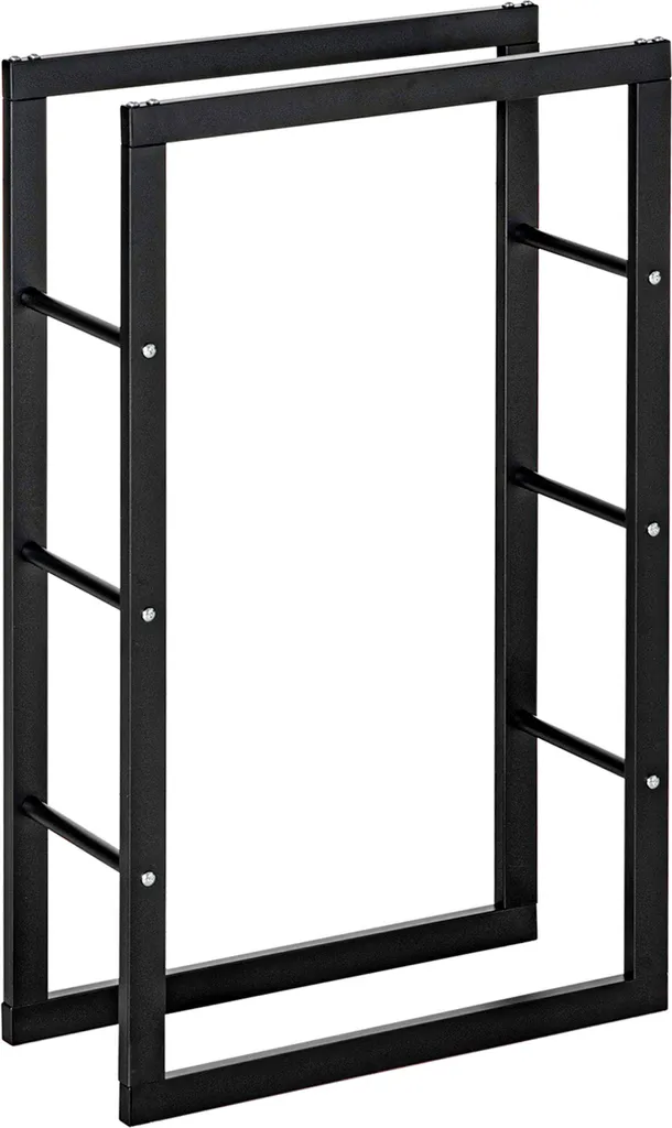 Étagère à bois de chauffage verticale 100kg en acier noir robuste
