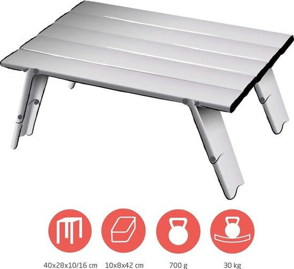 Plateau de camping en aluminium argent léger - Résistance et design pro