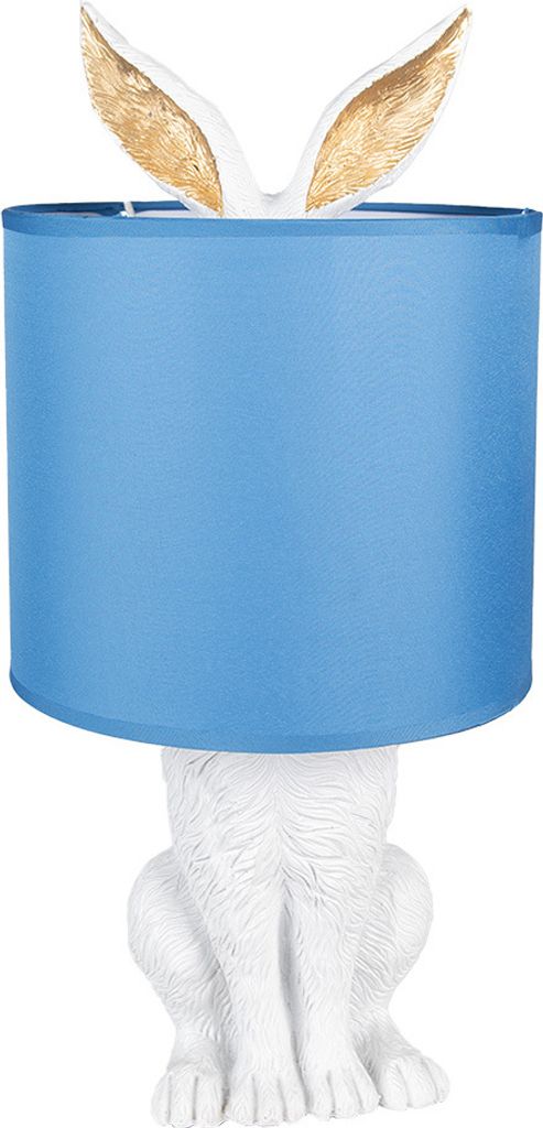 Clayre & Eef Tischlampe Kaninchen Ø 20x43 cm Weiß Blau Polyresin