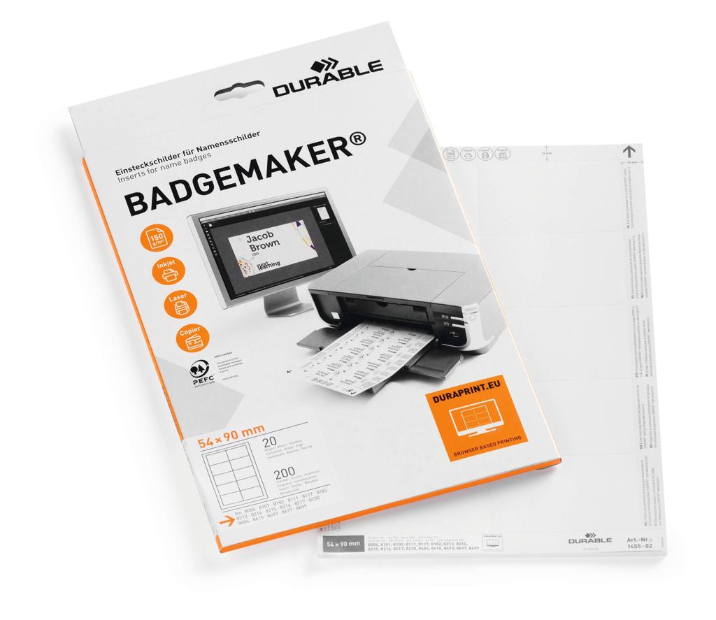 DURABLE Wk?ady do identyfikatorów BADGEMAKER® 54x90 mm, Zdjęcie produktu 