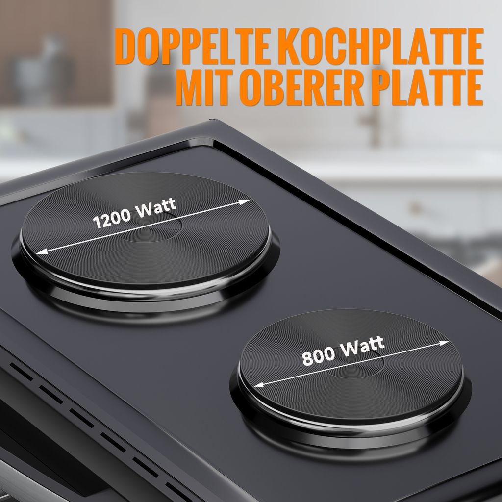 HOMELUX Minibackofen mit Kochplatten und HäHnchengrill, 48L Produktbild 3