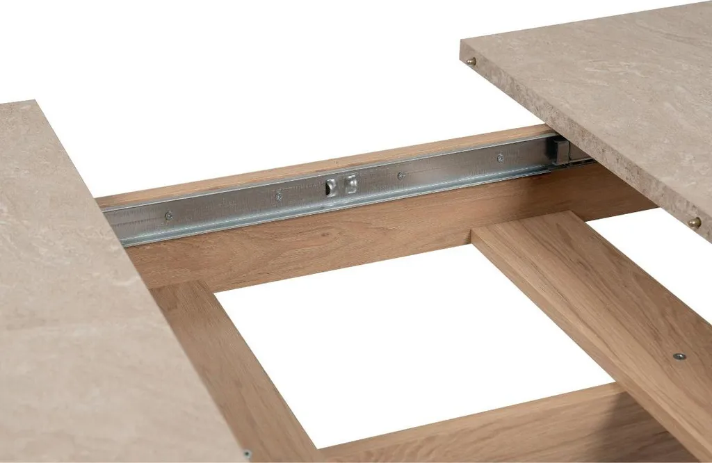 Grande table de repas extensible bois et effet pierre travertin 200cm - 9