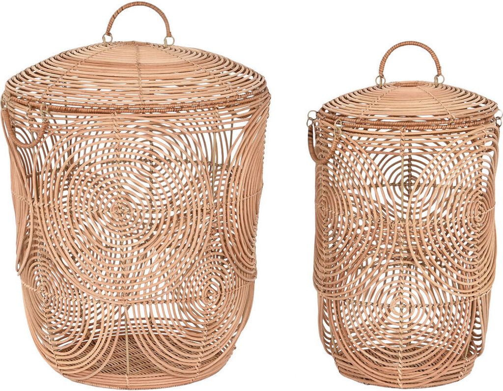 DKD Home Decor Natural Natural Hellbraun Tropical Korb Set 45 x 45 x 57 cm