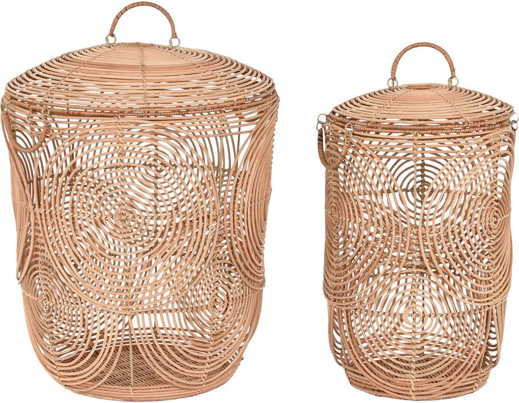 Rangement efficace : set de paniers tropicaux marron clair 45x45x57 cm
