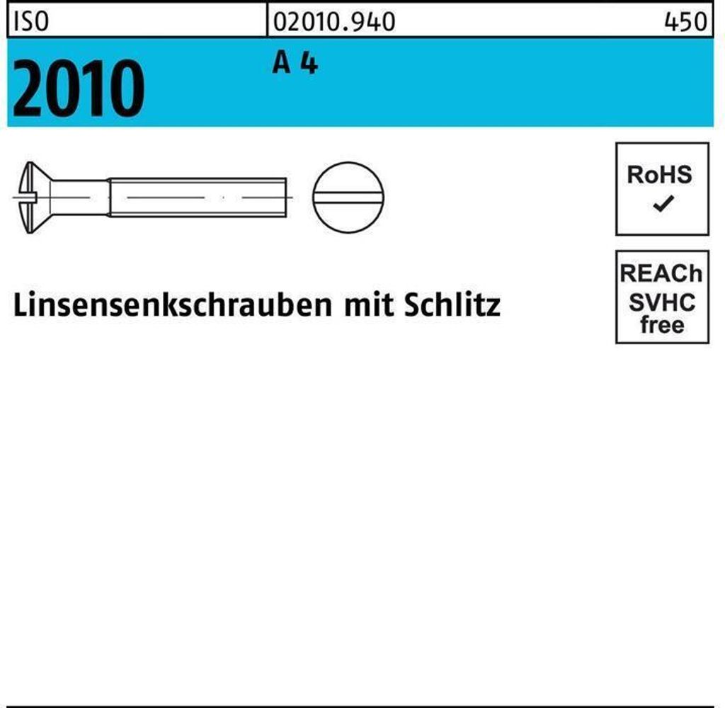 Reyher Linsensenkschrauben ISO 2010 A 4 M 4 x 18 A 4 (200 Stück)